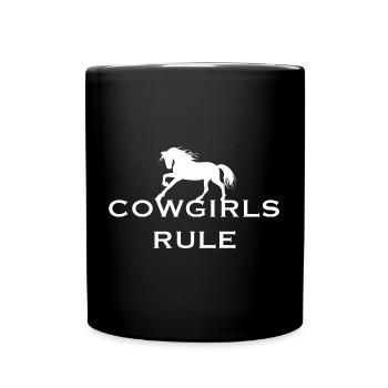 Western Riding Cowgirls Horses Riding Shirt Stickers - Full Colour Mug - black - Front