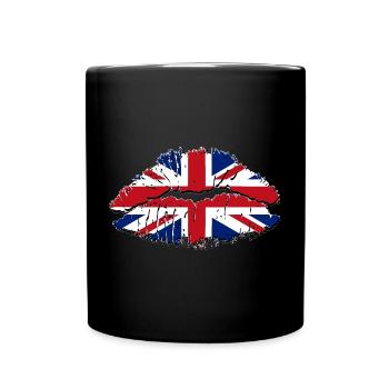 Pop Art Union Jack Lips - Tasse einfarbig - Schwarz - Vorne
