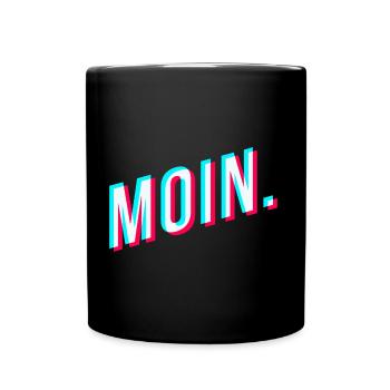 Moin. Glitcheffekt - Tasse einfarbig - Schwarz - Vorne