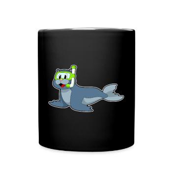 Seal Diver Snorkel Diving - Full Colour Mug - black - Front
