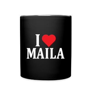 t-shirt nom J’aime Maila idée cadeau t-shirt - Mug uni - noir - Devant