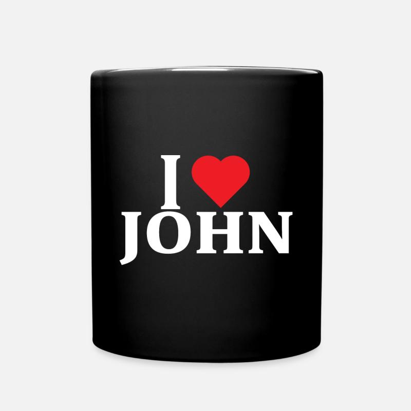 Name T-Shirt I love John T-Shirt Geschenkidee - Tasse einfarbig - Schwarz