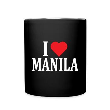 Name T-Shirt I love Manila T-Shirt Geschenkidee - Tasse einfarbig - Schwarz - Vorne