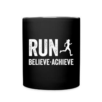 Marathon - Run. Believe. Achieve. - Full Colour Mug - black - Front