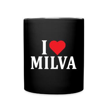 T-Shirt Name I love Milva T-Shirt Geschenkidee - Tasse einfarbig - Schwarz - Vorne