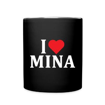 T-Shirt Name I love Mina T-Shirt Geschenkidee - Tasse einfarbig - Schwarz - Vorne