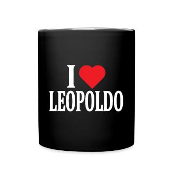 T-Shirt Name I love Leopoldo T-Shirt Geschenkidee - Tasse einfarbig - Schwarz - Vorne