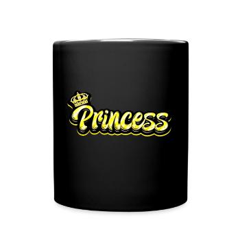 Cooles Princess Motiv mit Krone - Tasse einfarbig - Schwarz - Vorne