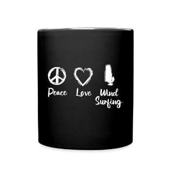 Peace Love Wind Surfing - Full Colour Mug - black - Front