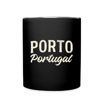 Porto Portugal Vintage Lettering - Full Colour Mug - black - Front