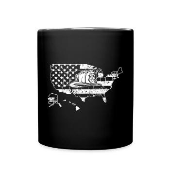Surfer-Silhouette über US-Flagge - Tasse einfarbig - Schwarz - Vorne