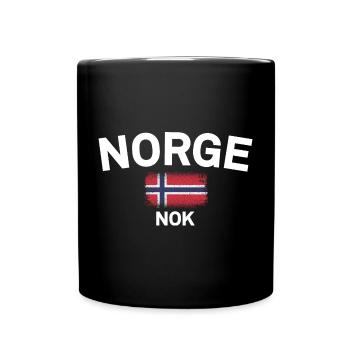 Norge NOK Flaggenemblem - Tasse einfarbig - Schwarz - Vorne