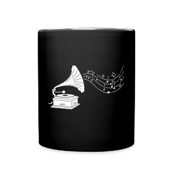 White gramophone and music - Full Colour Mug - black - Front