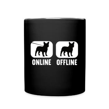 En ligne hors ligne bouledogues français bouledogues - Mug uni - noir - Devant