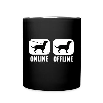Online Offline Dackel Dachshund Dackelbesitzer - Tasse einfarbig - Schwarz - Vorne