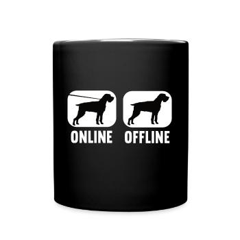 Online Offline Deutsch Drahthaar Jagdhund - Tasse einfarbig - Schwarz - Vorne