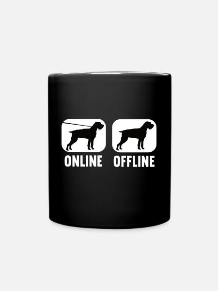 Online Offline Deutsch Drahthaar Jagdhund - Tasse einfarbig - Schwarz