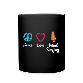 Frieden Liebe Windsurfen - Tasse einfarbig - Schwarz - Vorne