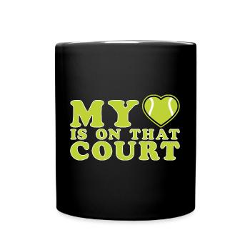 Mon cœur est sur ce court Tennis Maman - Mug uni - noir - Devant
