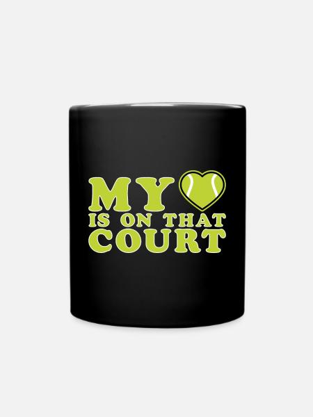 My Heart Is On That Court Tennis Mom - Tasse einfarbig - Schwarz