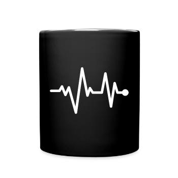 Herzschlag Pulseline Design - Tasse einfarbig - Schwarz - Vorne