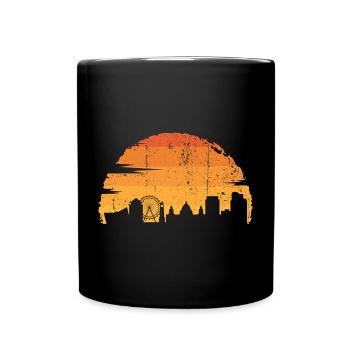 Sonnenuntergang Skyline Silhouette - Tasse einfarbig - Schwarz - Vorne