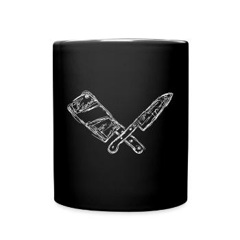 Knife and cleaver sketch - Full Colour Mug - black - Front