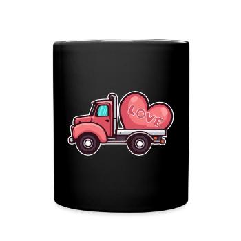 Camion avec coeur LOVE Saint-Valentin - Mug uni - noir - Devant