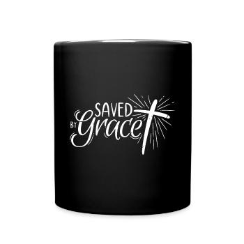 Saved by Grace Lettering - Full Colour Mug - black - Front
