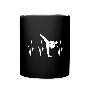 Puls Kick Kampfsport Herzschlag Karate Symbol icon - Tasse einfarbig - Schwarz - Vorne