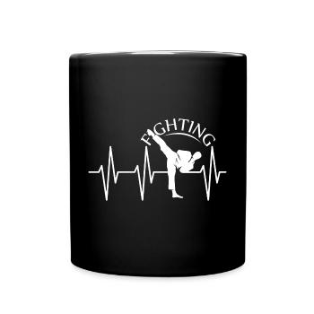 Puls Kick Kampfsport fighter Kämpfer Symbol Verein - Tasse einfarbig - Schwarz - Vorne