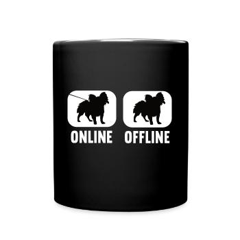 Online Offline Papillon Papillonbesitzer Hund - Tasse einfarbig - Schwarz - Vorne