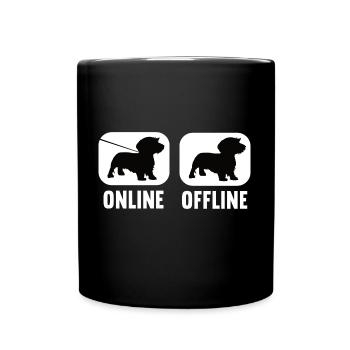 Online Offline Dackel Dachshund Dackelbesitzer - Tasse einfarbig - Schwarz - Vorne