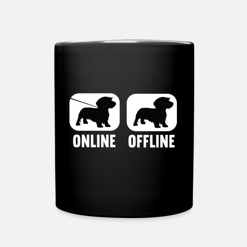 Online Offline Dackel Dachshund Dackelbesitzer - Tasse einfarbig - Schwarz