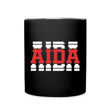 T-Shirt Aida T-Shirt Geschenkidee gestapelter Text - Tasse einfarbig - Schwarz - Vorne