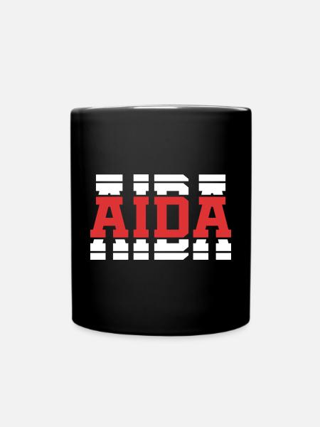 T-Shirt Aida T-Shirt Geschenkidee gestapelter Text - Tasse einfarbig - Schwarz