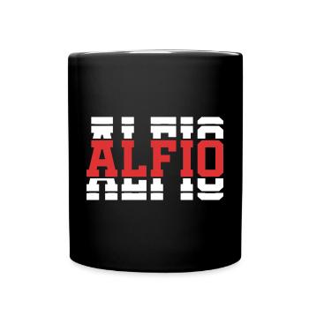 Idée cadeau t-shirt Alfio texte empilé - Mug uni - noir - Devant