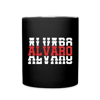 T-Shirt Alvaro T-Shirt Geschenkidee gestapelter Text - Tasse einfarbig - Schwarz - Vorne