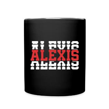 Alexis T-Shirt T-Shirt Geschenkidee gestapelter Text - Tasse einfarbig - Schwarz - Vorne