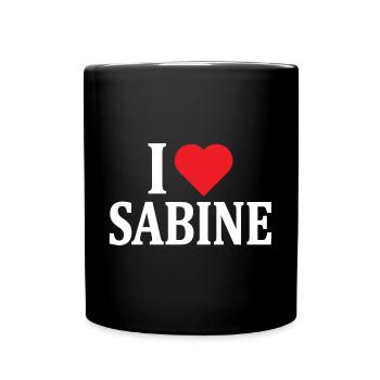 t-shirt I love Sabine t-shirt gift idea - Full Colour Mug - black - Front