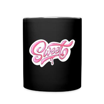 Sweet Pink Glitter Hand Lettered Design - Full Colour Mug - black - Front