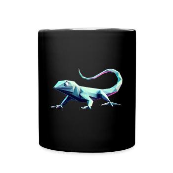 Lézard qui court origami géométrique 3d - Mug uni - noir - Devant