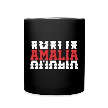 Amalia T-Shirt T-Shirt Geschenkidee gestapelter Text - Tasse einfarbig - Schwarz - Vorne