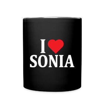 t-shirt I love Sonia t-shirt idée cadeau - Mug uni - noir - Devant
