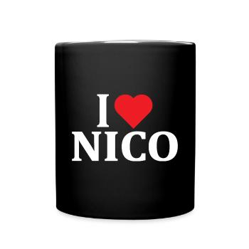 t-shirt I love Nico t-shirt gift idea - Full Colour Mug - black - Front