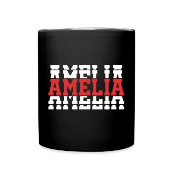 Amelia T-Shirt T-Shirt Geschenkidee gestapelter Text - Tasse einfarbig - Schwarz - Vorne