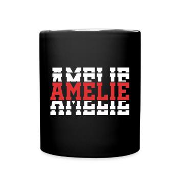 Amelie T-Shirt T-Shirt Geschenkidee gestapelter Text - Tasse einfarbig - Schwarz - Vorne
