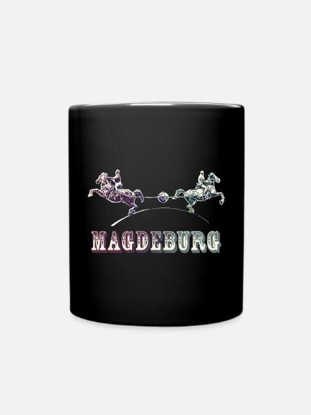 Magdeburg | Otto von Guerickes Halbkugelexperiment - Tasse einfarbig - Schwarz