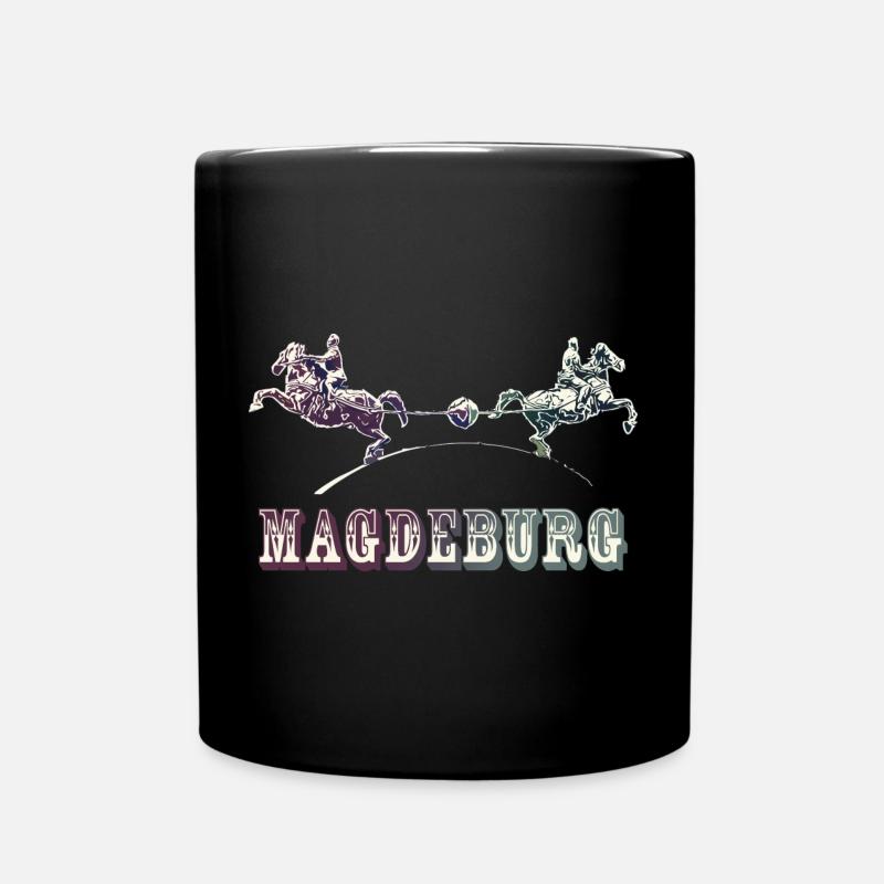 Magdeburg | Otto von Guerickes Halbkugelexperiment - Tasse einfarbig - Schwarz