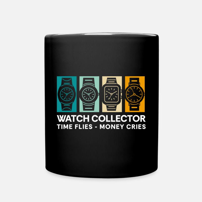 Uhr Uhren Luxusuhren Uhrensammlung - Tasse einfarbig - Schwarz